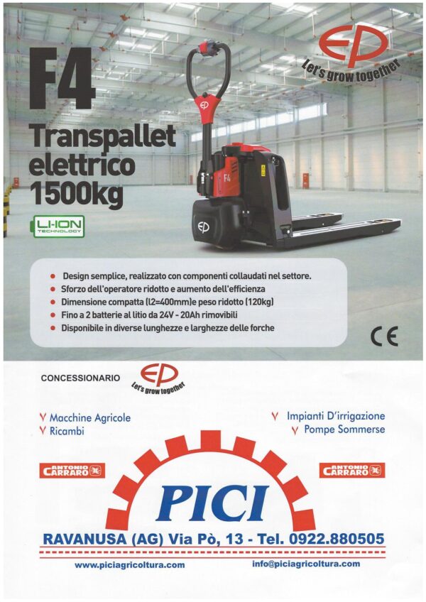 Transpallet Elettrico EP EQUIPMENT Mod. F4